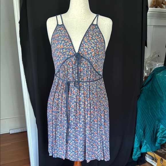 Blue Floral Rayon Summer / Spring Dress - Picture 1 of 7